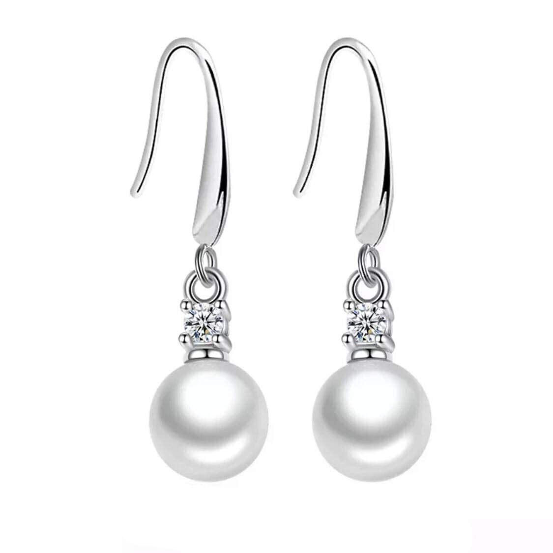 Zircon Pearl Silver Earrings - Zara-Craft