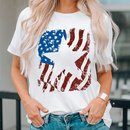 SYNZ US Flag Graphic Round Neck Women T-Shirt