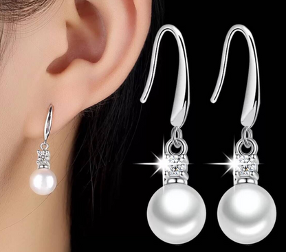 Zircon Pearl Silver Earrings - Zara-Craft