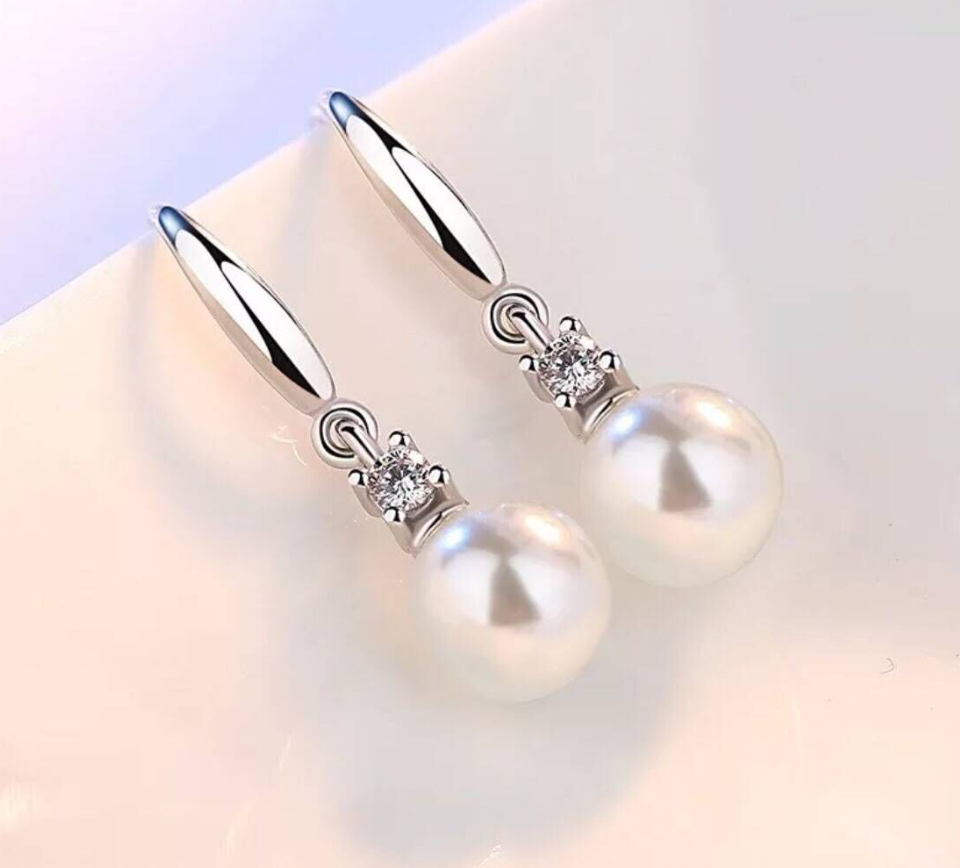 Zircon Pearl Silver Earrings - Zara-Craft