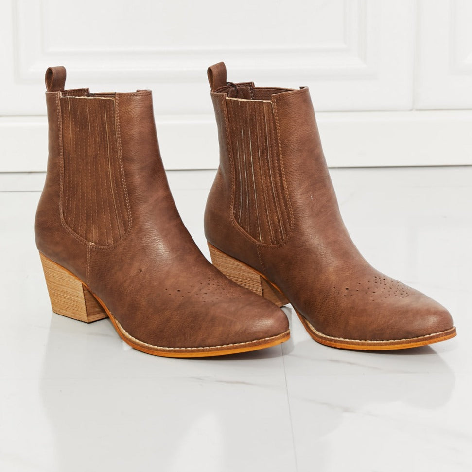 MMShoes Love the Journey Stacked Heel Chelsea Women Boot in Chestnut