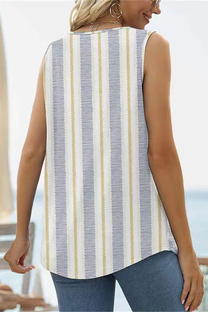 Printed Square Neck Curved Hem Women Tank