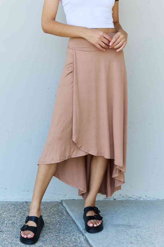 Ninexis First Choice High Waisted Flare Women Maxi Skirt in Camel