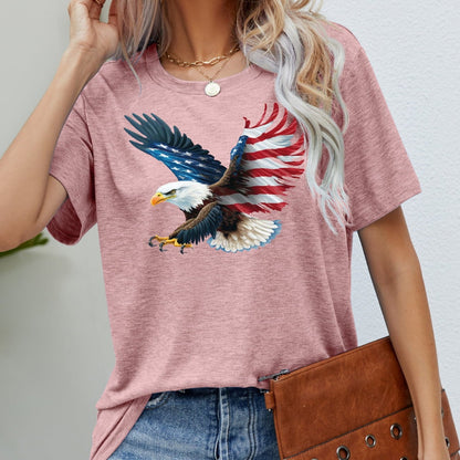 US Flag Eagle Graphic Women Tee Shirt