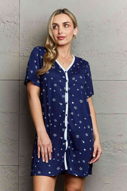 MOON NITE Quilted Quivers Button Down Women Sleepwear Dress