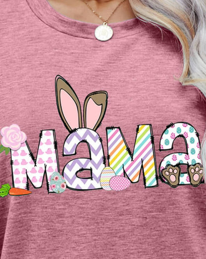 Easter MAMA Graphic Round Neck Women T-Shirt