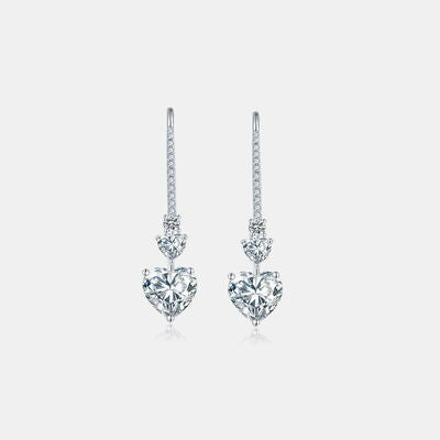 5.44 Carat 925 Sterling Silver Moissanite Heart Drop Women Earrings