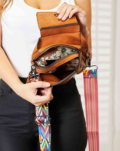 SHOMICO PU Leather Wide Strap Crossbody Women Bag