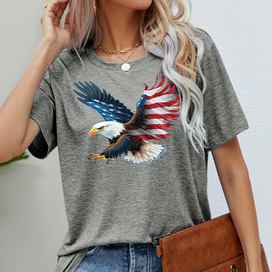 US Flag Eagle Graphic Women Tee Shirt