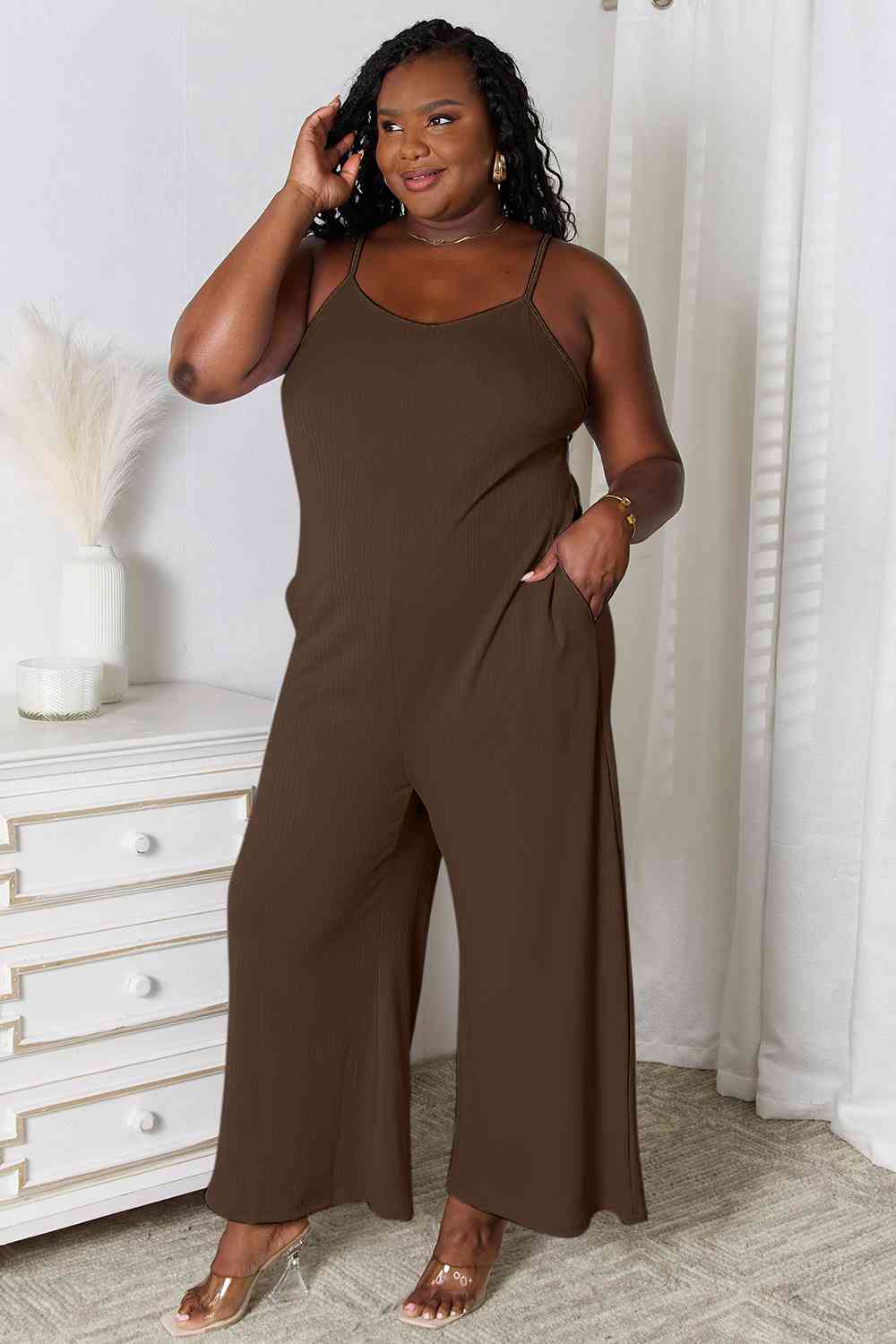 Basic Bae Full Size Spaghetti Strap V-Neck Women Jumpsuit