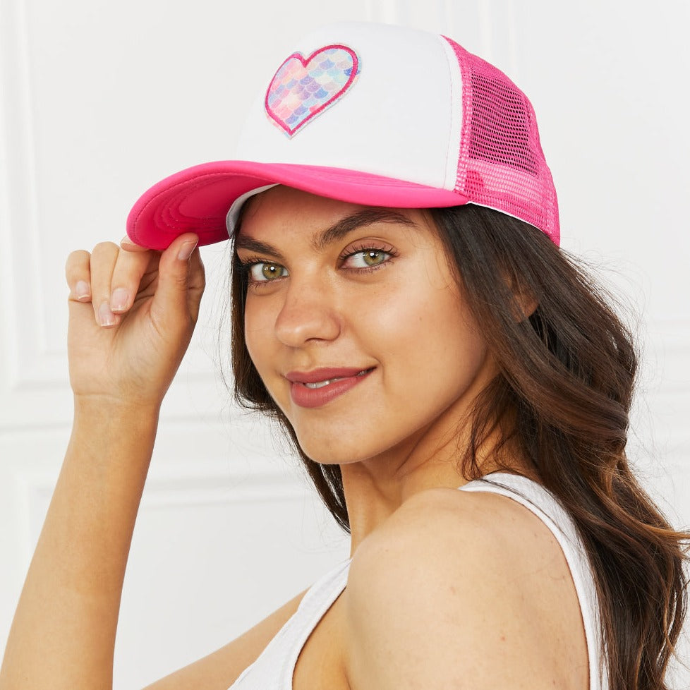 Fame Falling For You Trucker Women Hat in Pink - Zara-Craft