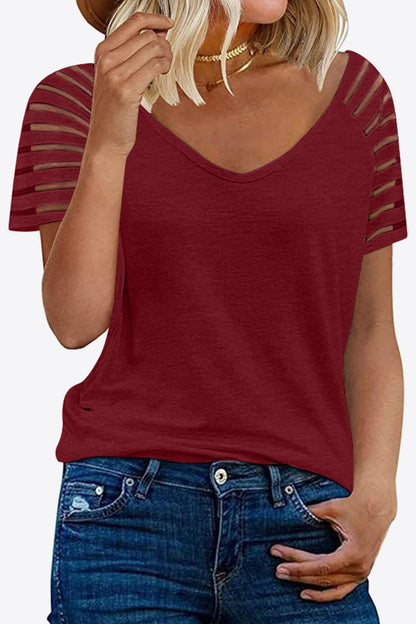 V-Neck Raglan Sleeve Women T-Shirt