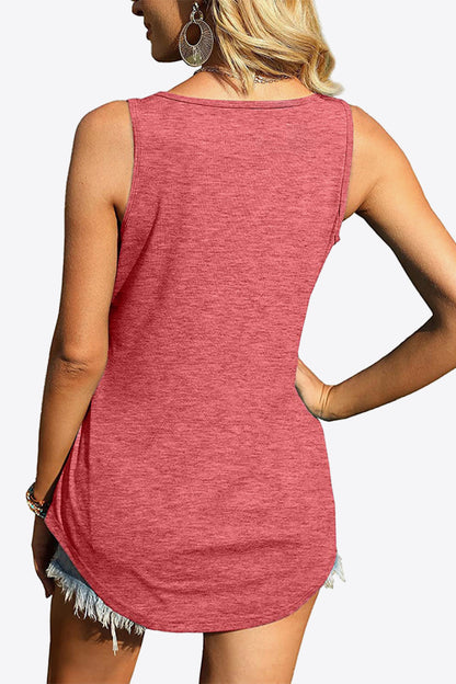 Curved Hem Square Neck Women Tank