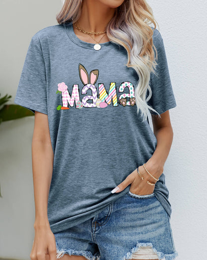 Easter MAMA Graphic Round Neck Women T-Shirt