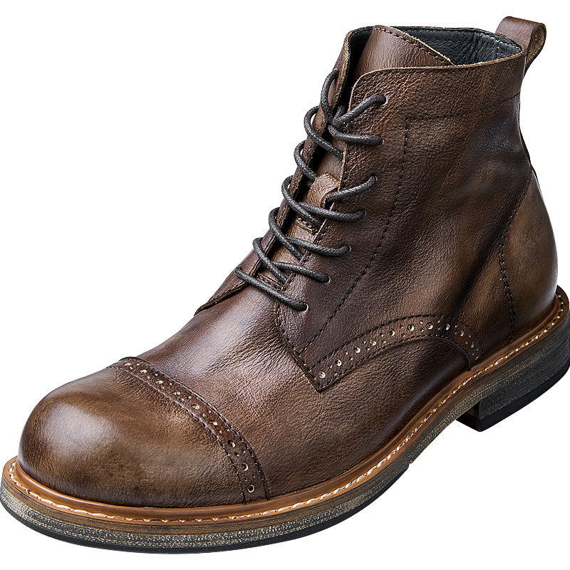 Leather British Martin boots men's high-top leather shoes - Zara-Craft