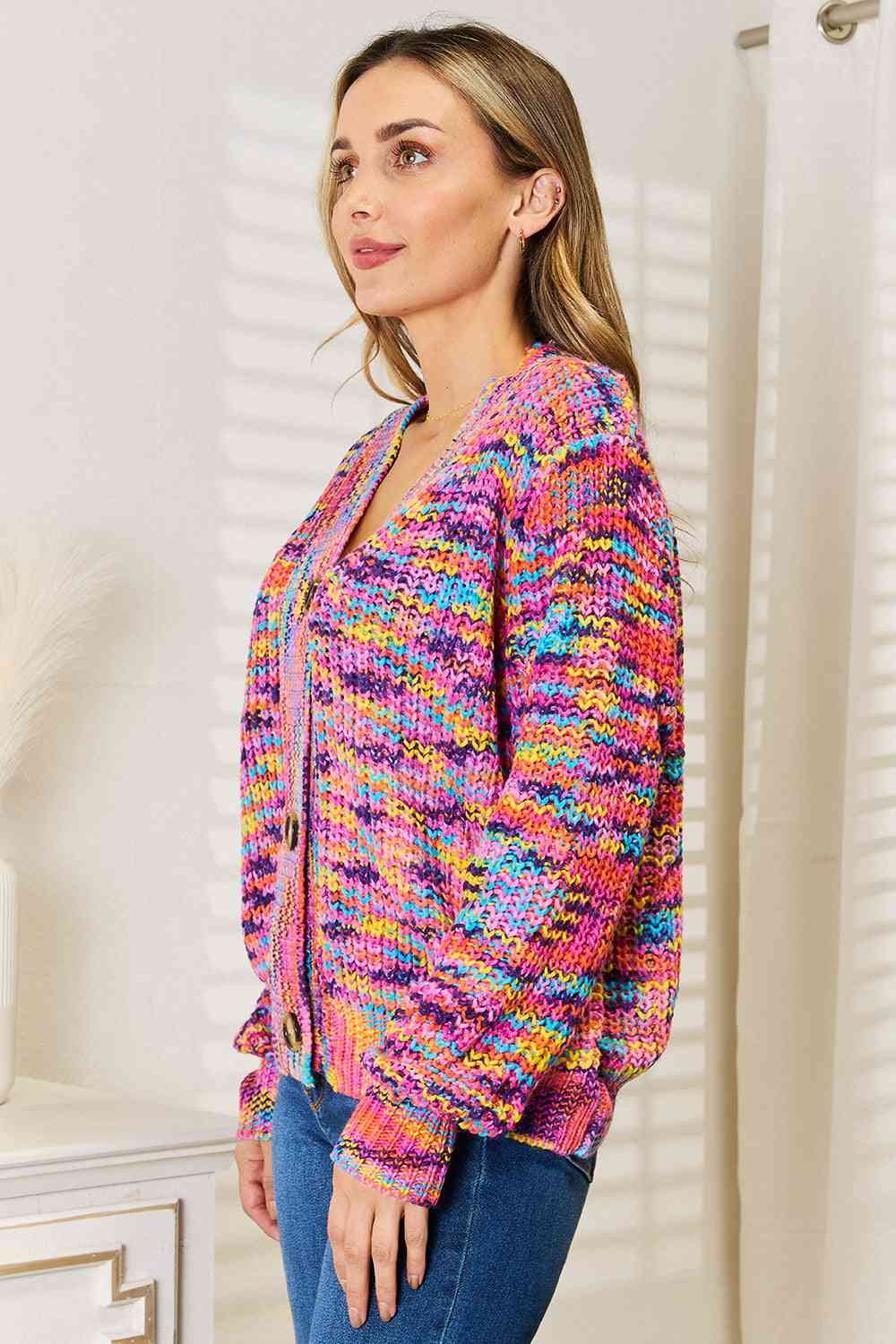 Angel Wings Woven Right V-Neck Long Sleeve Women Cardigan