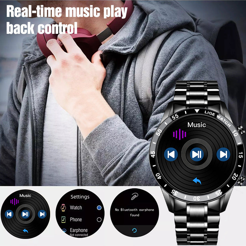 LIGE Men Smart Watch Sports Fitness Tracker Bluetooth Calls Voice Chat Heart Rate Monitor for iPhone iOS Android - Zara-Craft