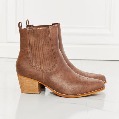 MMShoes Love the Journey Stacked Heel Chelsea Women Boot in Chestnut