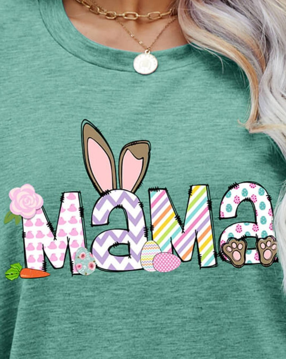 Easter MAMA Graphic Round Neck Women T-Shirt