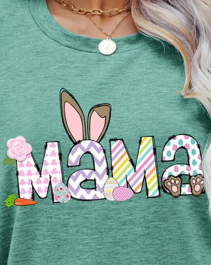 Easter MAMA Graphic Round Neck Women T-Shirt