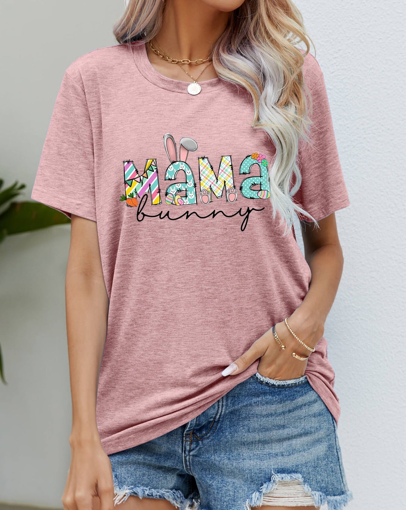 MAMA BUNNY Easter Graphic Women T-Shirt