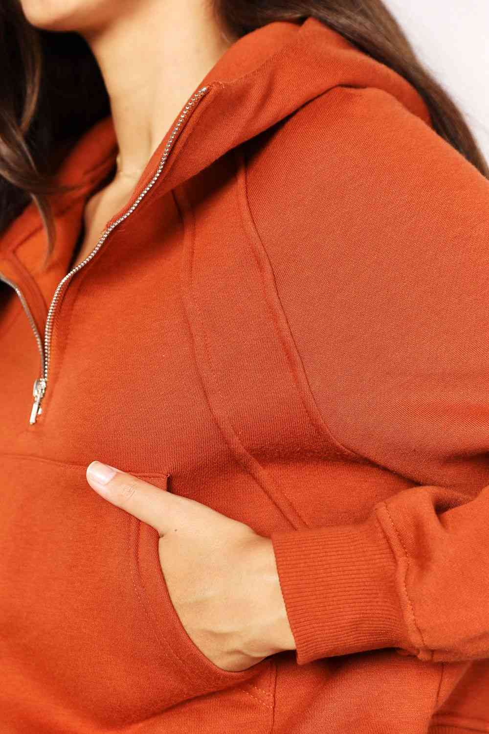 Double Take Half-Zip Long Sleeve Women Hoodie