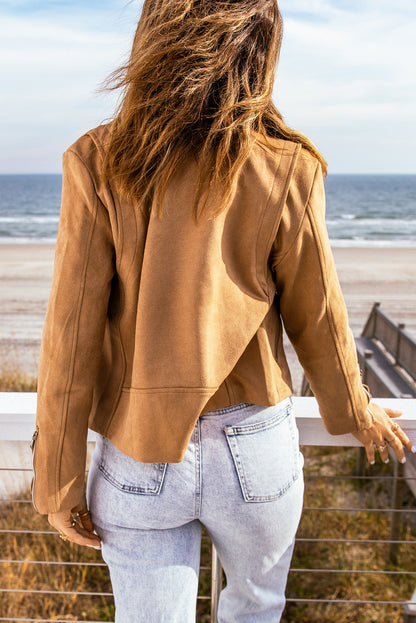 Zip-Up Suede Women Jacket