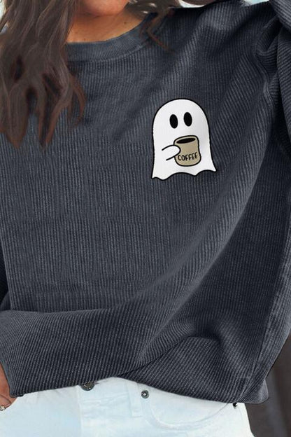 Ghost Graphic Drop Shoulder Women Sweatshirt