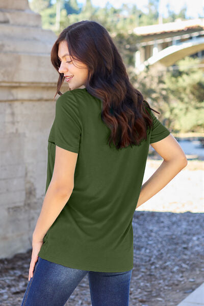 Basic Bae Full Size V-Neck Short Sleeve Women T-Shirt