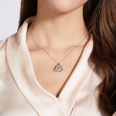 Moissanite 925 Sterling Silver Heart Women Necklace