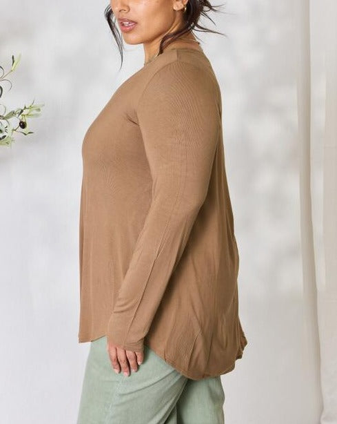 Zenana Full Size Long Sleeve V-Neck Women Top