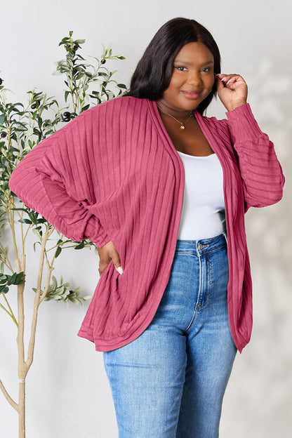 Basic Bae Full Size Ribbed Cocoon Women Cardigan