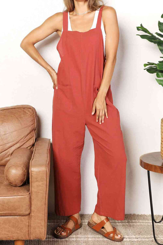 Double Take Wide Leg Women Overalls with Front Pockets