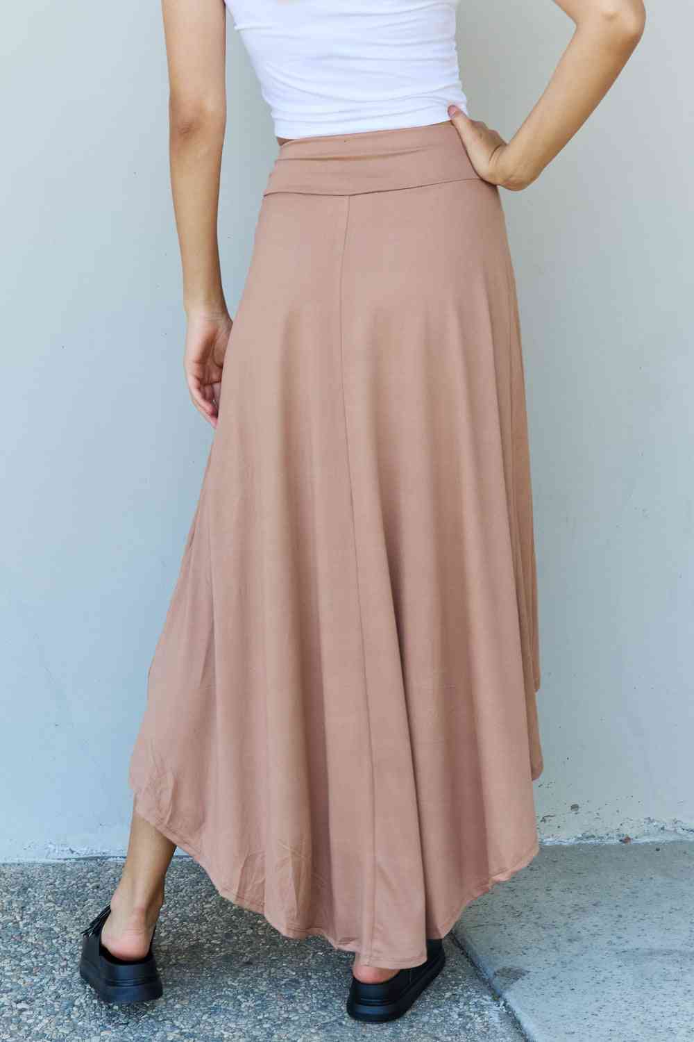 Ninexis First Choice High Waisted Flare Women Maxi Skirt in Camel