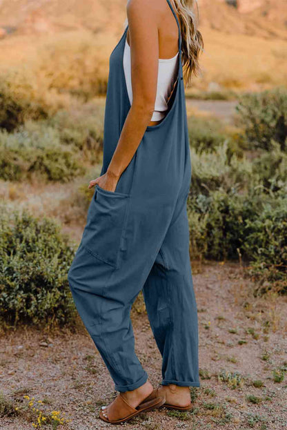 Double Take Full Size V-Neck Sleeveless Women Jumpsuit with Pockets