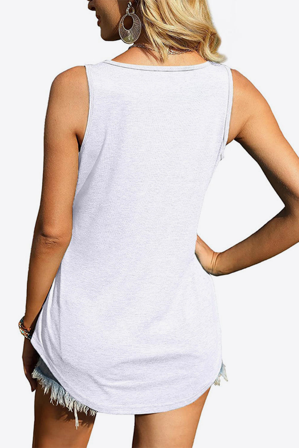 Curved Hem Square Neck Women Tank