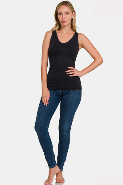 Zenana FRONT & BACK 2-WAY V-NECK / U-NECK SEAMLESS Women TANK