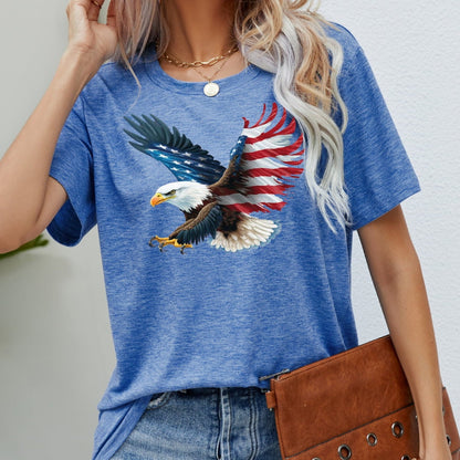 US Flag Eagle Graphic Women Tee Shirt