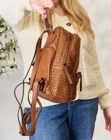 SHOMICO PU Leather Woven Women Backpack