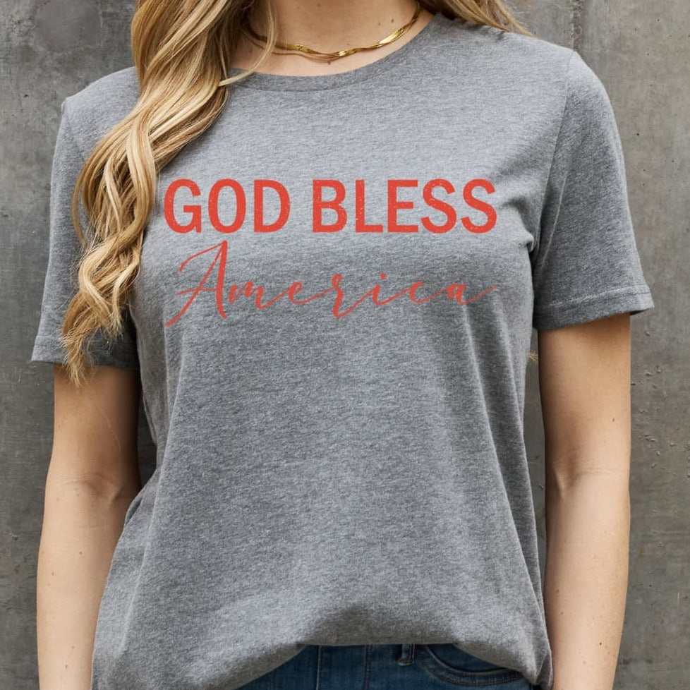 Simply Love GOD BLESS AMERICA Graphic Wimen Cotton Tee Shit