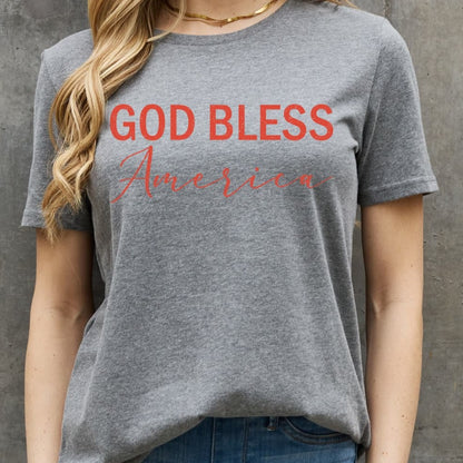 Simply Love GOD BLESS AMERICA Graphic Wimen Cotton Tee Shit