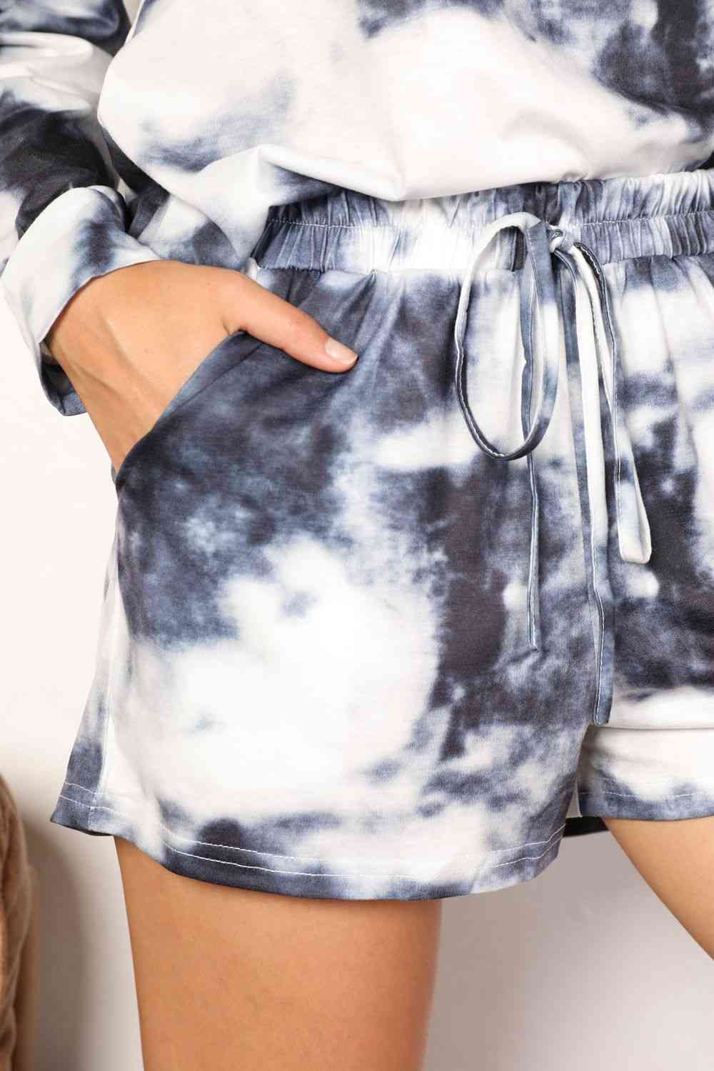 Double Take Tie-Dye Round Neck Top and Shorts Women Lounge Set