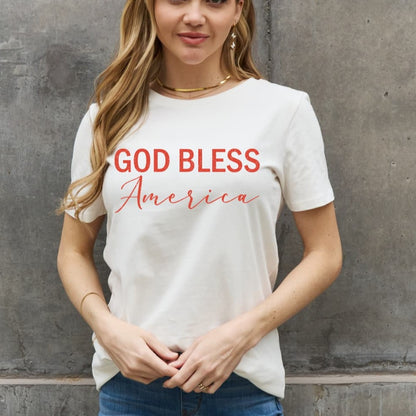 Simply Love GOD BLESS AMERICA Graphic Wimen Cotton Tee Shit