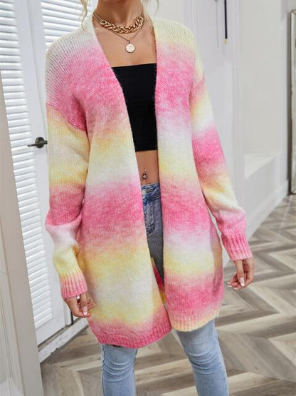 Full Size Gradient Open Front Women Cardigan