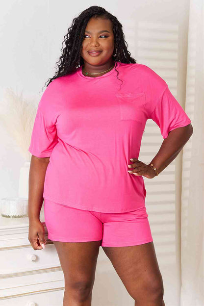 Basic Bae Full Size Soft Rayon Half Sleeve Women Top and Shorts Set