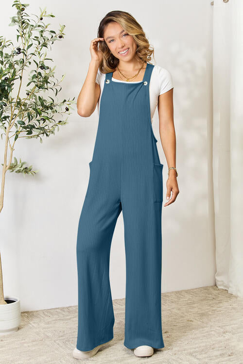 Double Take Full Size Wide Strap Women Overall with Pockets