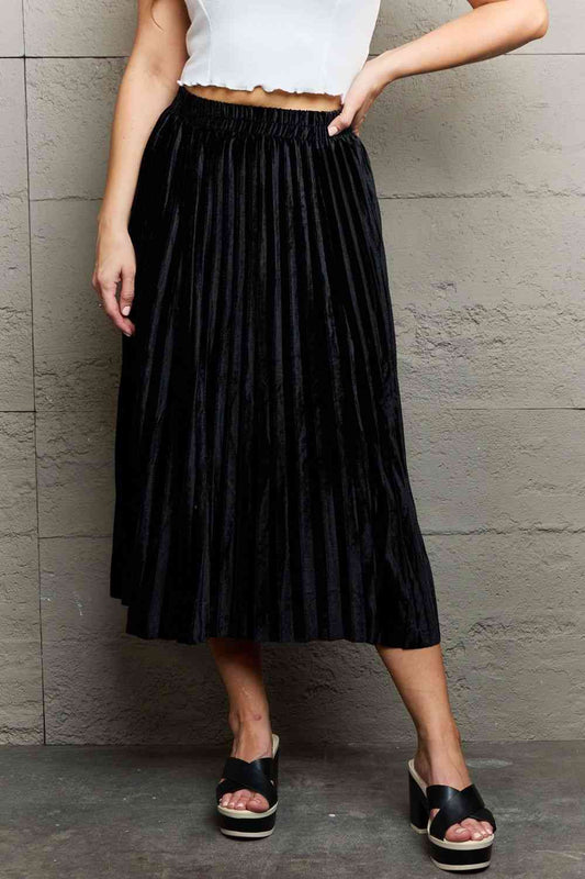 Ninexis Accordion Pleated Flowy Women Midi Skirt