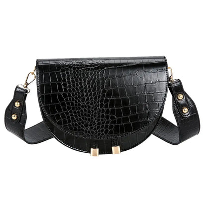 Luxury Crocodile Pattern Crossbody Bags for Women Half Round Messenger Bag PU Leather Handbags Shoulder Bag sac main femme