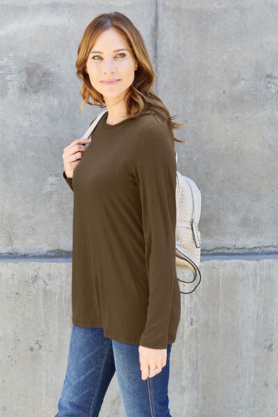 Basic Bae Full Size Round Neck Long Sleeve Women Top