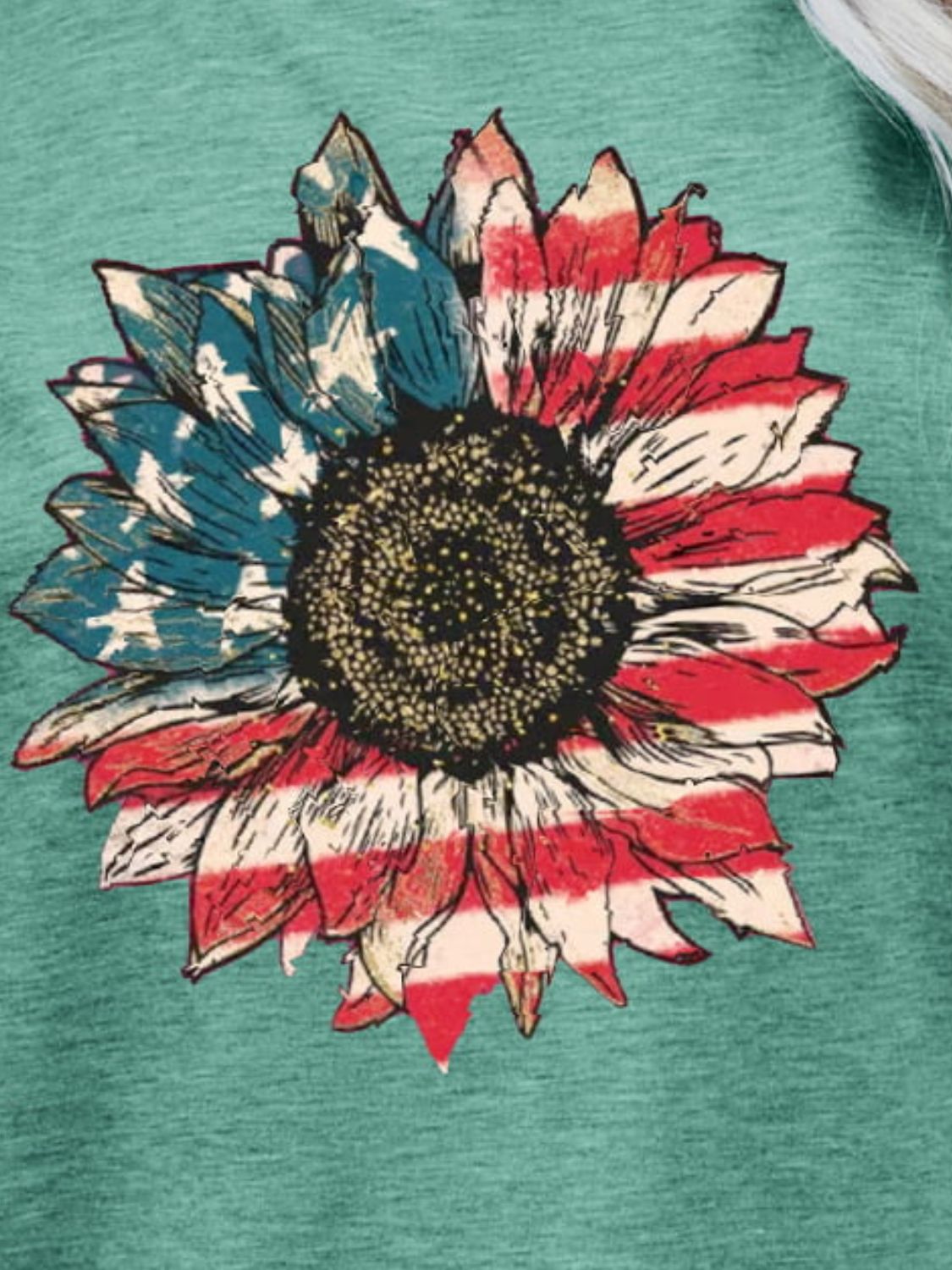 US Flag Flower Graphic women Tee Shirt